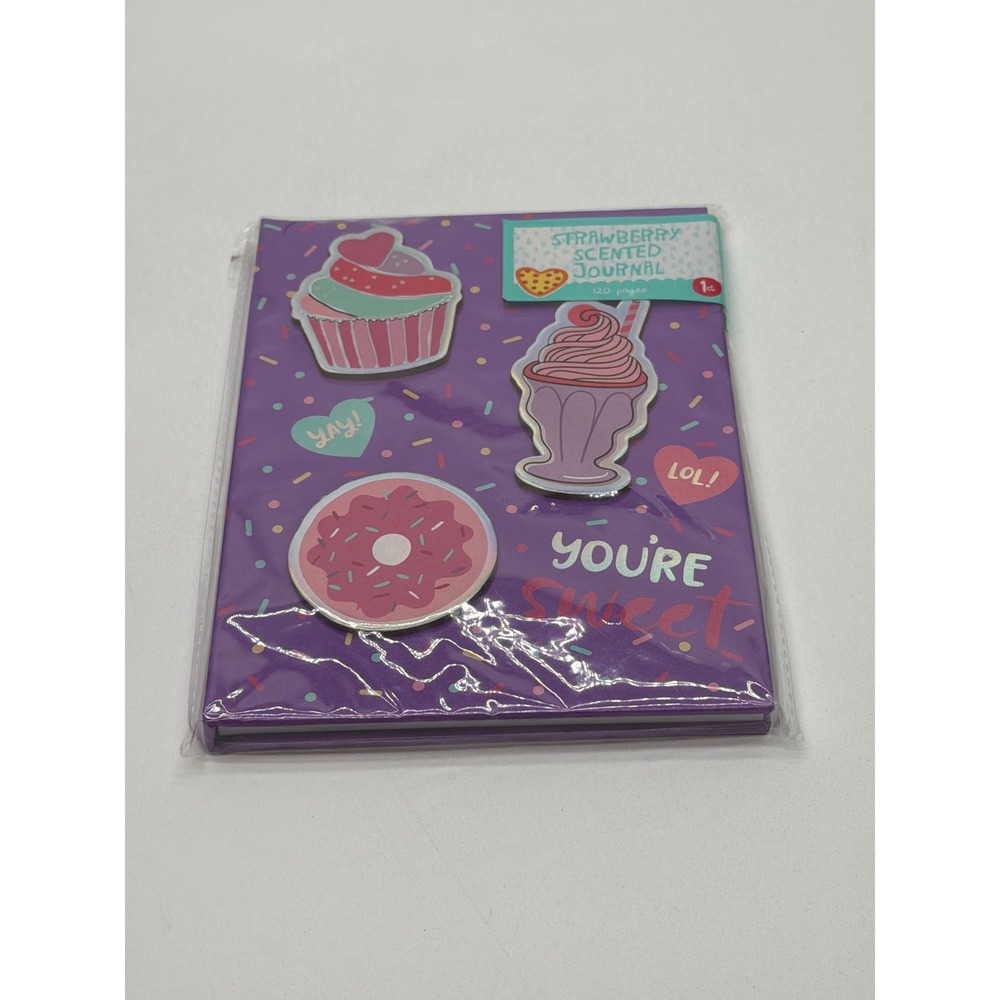Strawberry Scented Journal Purple Dessert Hardcover Notebook 120 Pages New